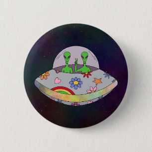 They Come in Peace UFO 2 Inch Round Button