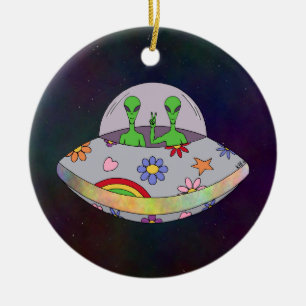 They Come in Peace UFO Ceramic Ornament