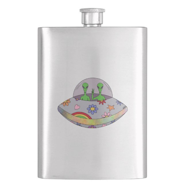 They Come in Peace UFO Hip Flask (Front)