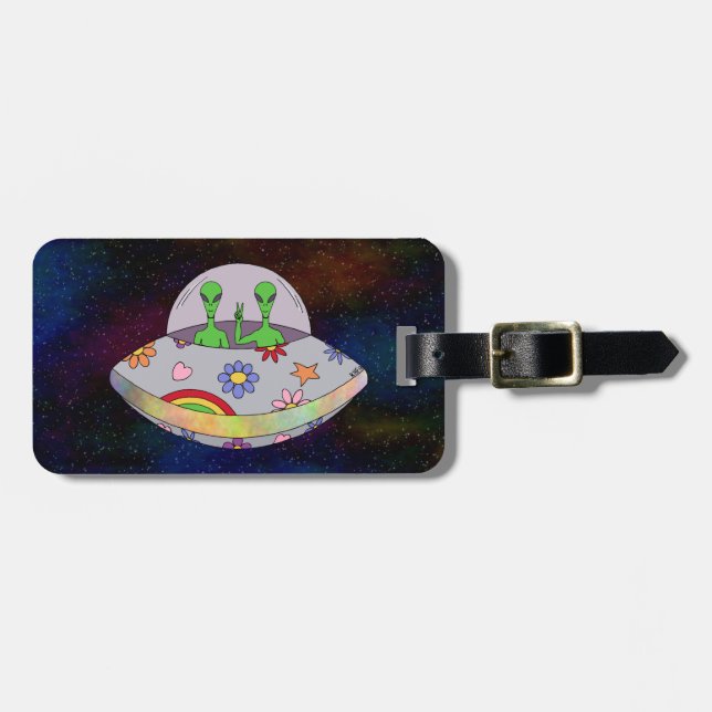 They Come in Peace UFO Luggage Tag (Front Horizontal)