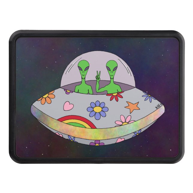 They Come in Peace UFO Trailer Hitch Cover (Front)