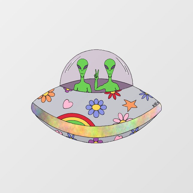 They Come in Peace UFO Window Cling (Sheet)