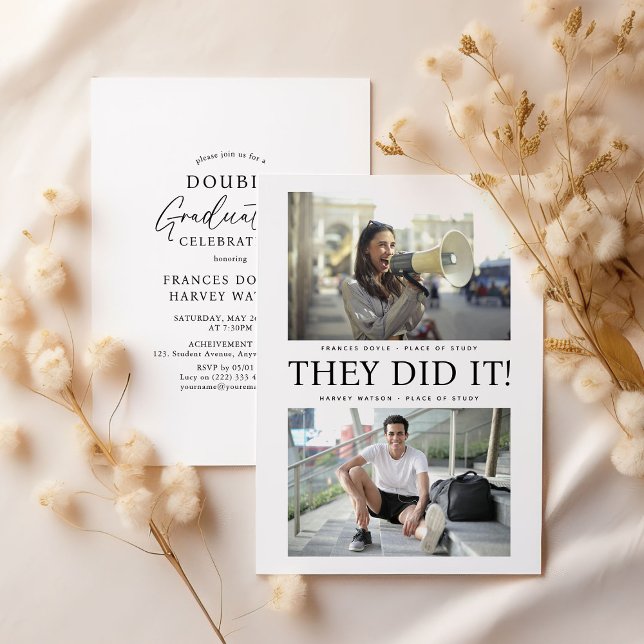They Did It! Double Graduation Party  Invitation (Creator Uploaded)