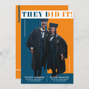 They Did It! Double Graduation Party Invitation