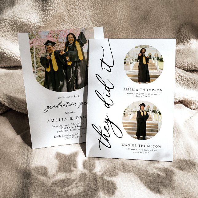 They Did It Joint Graduation Photo Invitation (Creator Uploaded)