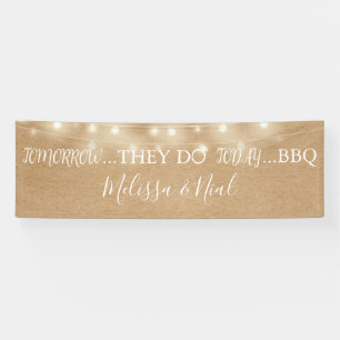 They Do BBQ Rustic String Lights Engagement  Banner