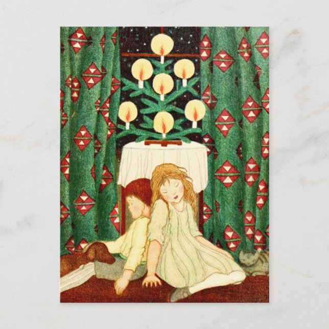 They Fell Asleep Waiting For Santa! Holiday Postcard (Front)