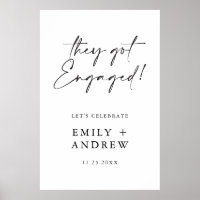 They got Engaged! Engagement Party Welcome Poster