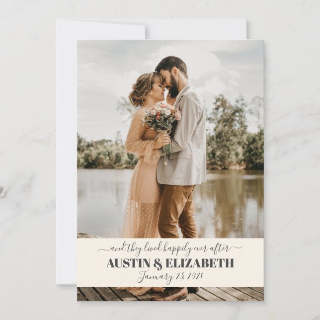 They lived happily ever after wedding thank you invitation (Front)