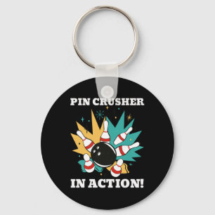 They See Me Bowling Pin Crusher In Action! Keychain