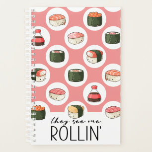 They See Me Rollin' Kawaii Fun Sushi Rolls & Dots Planner