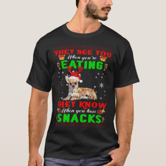 They See You Eating Christmas Reindeer Santa Chihu T-Shirt