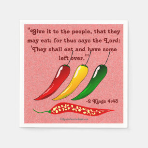 They shall eat with some left over chili peppers napkin