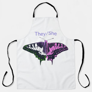 They/She Non-Binary Flag Swallowtail Butterfly Apron