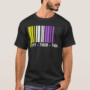 They Their Them Barcode Non Binary Flag Agender Pr T-Shirt