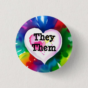 They / Them Customisable Pronoun Badge 1 Inch Round Button