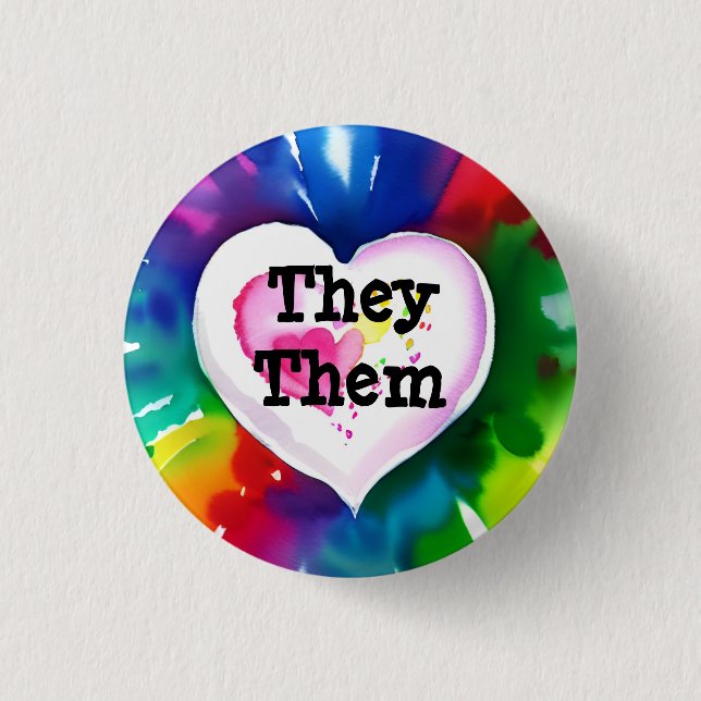They / Them Customisable Pronoun Badge 1 Inch Round Button (Front)