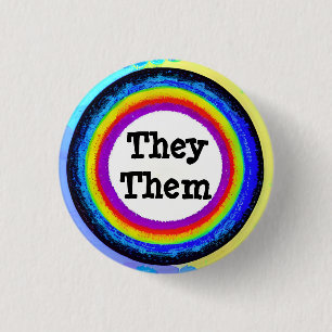 They / Them Customisable Pronoun Badge 1 Inch Round Button
