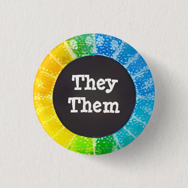 They / Them Customisable Pronoun Badge 1 Inch Round Button (Front)