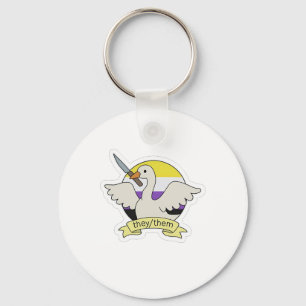 They Them Goose Non binary LGBT Pride Month Keychain