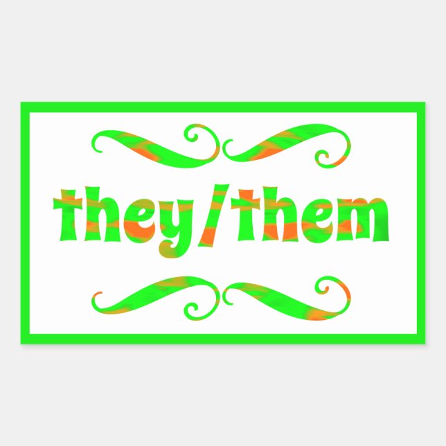 They Them Green Swirls Sticker (Front)