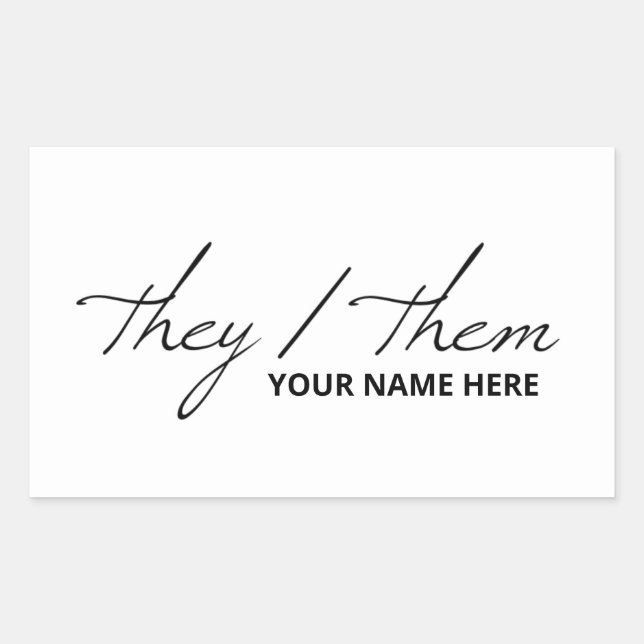 They Them in Script Font White Mug Sticker (Front)