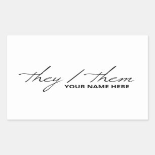 They Them in Script Font White Mug Sticker