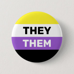 THEY/THEM Non-binary Gender Flag Colors 2 Inch Round Button