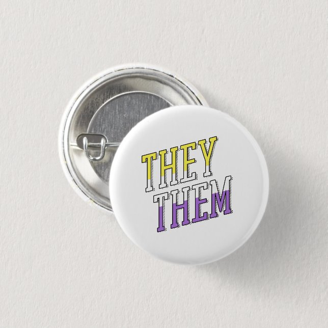 They Them Nonbinary Colours 1 Inch Round Button (Front & Back)