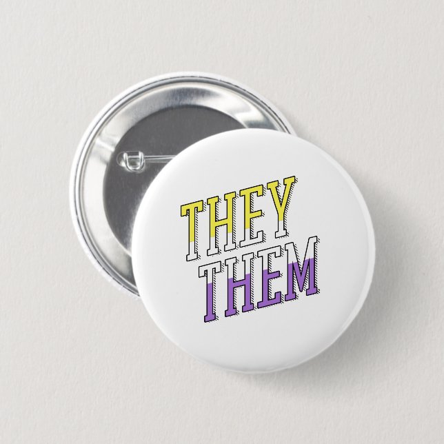 They Them Nonbinary Colours 2 Inch Round Button (Front & Back)