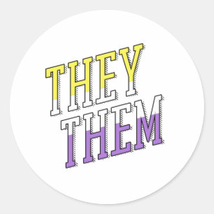 They Them Nonbinary Colours Classic Round Sticker