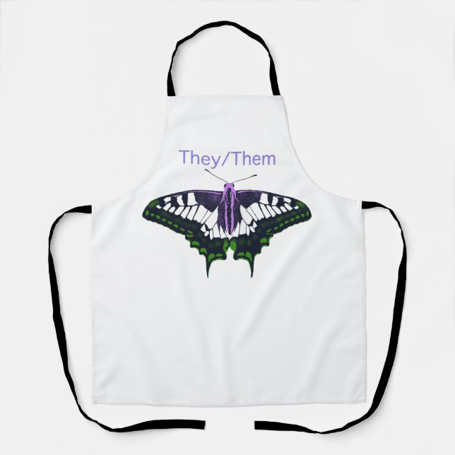 They/Them Nonbinary Pride Swallowtail Butterfly Apron (Front)