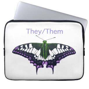 They/Them Nonbinary Pride Swallowtail Butterfly Laptop Sleeve