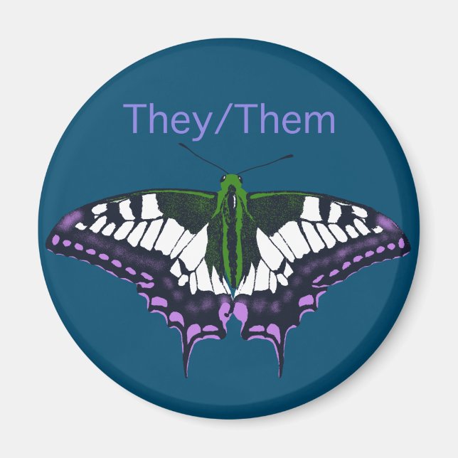 They/Them Nonbinary Pride Swallowtail Butterfly Magnet (Front)
