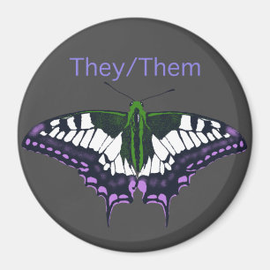They/Them Nonbinary Pride Swallowtail Butterfly Magnet