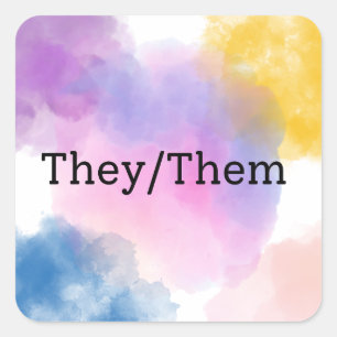 They/Them Pronoun Square Sticker