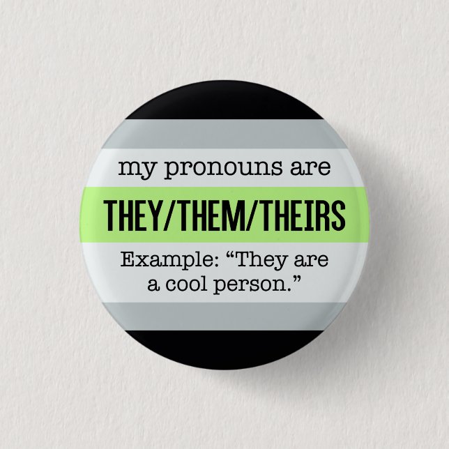 They/Them Pronouns – Agender Flag 1 Inch Round Button (Front)