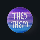 THEY/THEM Pronouns Colorful Handletter Watercolor 1 Inch Round Button<br><div class="desc">Decorate your outfit with this cool art button. Makes a great  gift! You can customize it and add text too. Check my shop for lots more colors and patterns! Let me know if you'd like something custom too.</div>