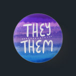 THEY/THEM Pronouns Colorful Handletter Watercolor 1 Inch Round Button<br><div class="desc">Decorate your outfit with this cool art button. Makes a great  gift! You can customize it and add text too. Check my shop for lots more colors and patterns! Let me know if you'd like something custom too.</div>