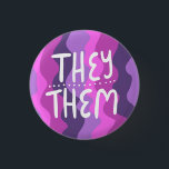 THEY/THEM Pronouns Colourful Handlettered Purple 1 Inch Round Button<br><div class="desc">Decorate your outfit with this cool art button. Makes a great  gift! You can customize it and add text too. Check my shop for lots more colours and patterns! Let me know if you'd like something custom too.</div>