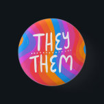 THEY/THEM Pronouns Colourful Handlettering Stripes 1 Inch Round Button<br><div class="desc">Decorate your outfit with this cool art button. Makes a great  gift! You can customize it and add text too. Check my shop for lots more colours and patterns! Let me know if you'd like something custom too.</div>