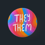 THEY/THEM Pronouns Colourful Handlettering Stripes 1 Inch Round Button<br><div class="desc">Decorate your outfit with this cool art button. Makes a great  gift! You can customize it and add text too. Check my shop for lots more colours and patterns! Let me know if you'd like something custom too.</div>