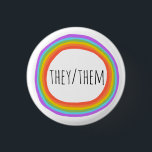 THEY/THEM Pronouns Colourful Rainbow Circle Button<br><div class="desc">Decorate your outfit with this cool art button. Makes a great  gift! You can customize it and add text too. Check my shop for lots more colours and patterns! Let me know if you'd like something custom too.</div>