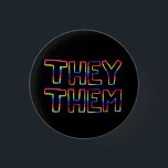THEY / THEM Pronouns Colourful Rainbow Handletteri 1 Inch Round Button<br><div class="desc">Decorate your outfit with this cool button. Makes a great  gift! You can customize it and add text too. 

Check my shop for lots more colours and patterns and pronouns - and find this design on shirts and stickers too! Let me know if you'd like something custom too.</div>