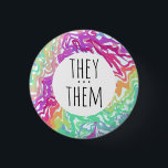 THEY/THEM Pronouns Colourful Rainbow Swirls CUSTOM 1 Inch Round Button<br><div class="desc">Decorate your outfit with this cool art button. Makes a great  gift! You can customize it and add text too. Check my shop for lots more colours and patterns! Let me know if you'd like something custom too.</div>