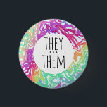 THEY/THEM Pronouns Colourful Rainbow Swirls CUSTOM 1 Inch Round Button<br><div class="desc">Decorate your outfit with this cool art button. Makes a great  gift! You can customize it and add text too. Check my shop for lots more colours and patterns! Let me know if you'd like something custom too.</div>