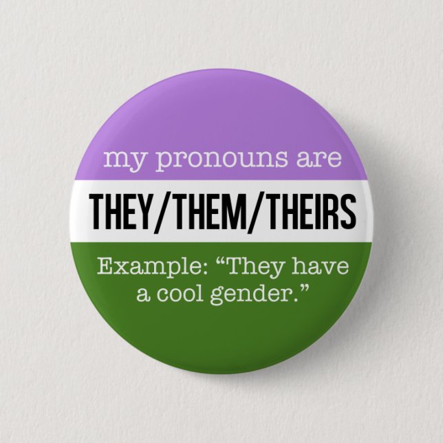 They/Them Pronouns – Genderqueer Flag 2 Inch Round Button (Front)