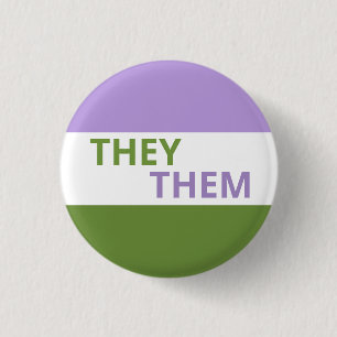 They/Them Pronouns Genderqueer Flag Badge 1 Inch Round Button