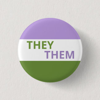 They/Them Pronouns Genderqueer Flag Badge 1 Inch Round Button