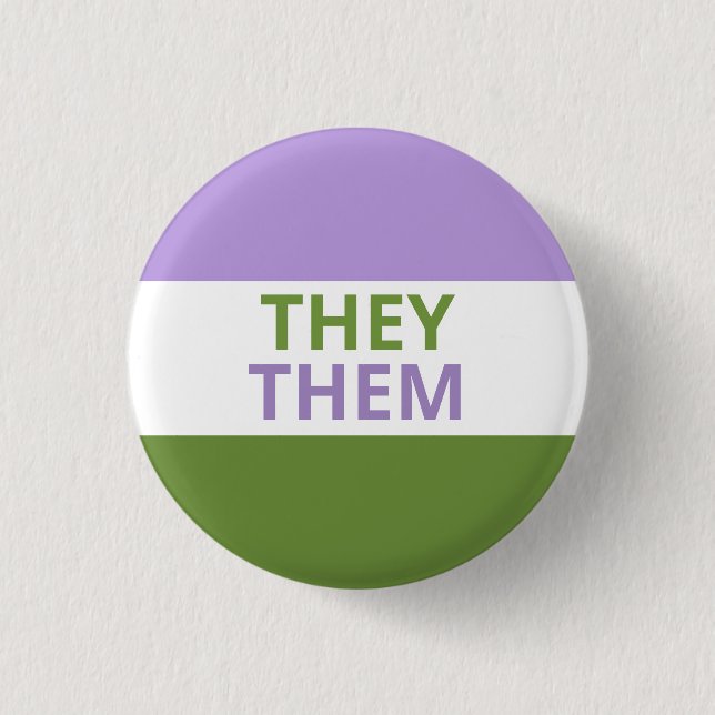 They/Them Pronouns Genderqueer Flag Badge 1 Inch Round Button (Front)